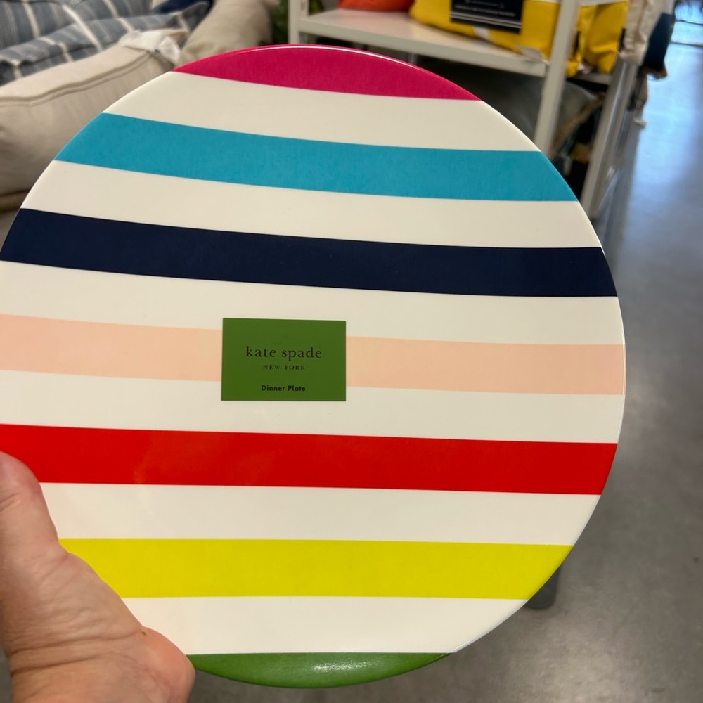 Kate Spade Multicolor Striped Dinner Plate